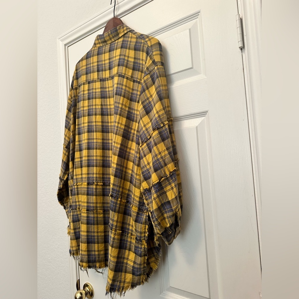 Easel Bad Little Country Girl Tina Plaid Shacket Shirt Dress M Yellowstone/Boho - Picture 12 of 13